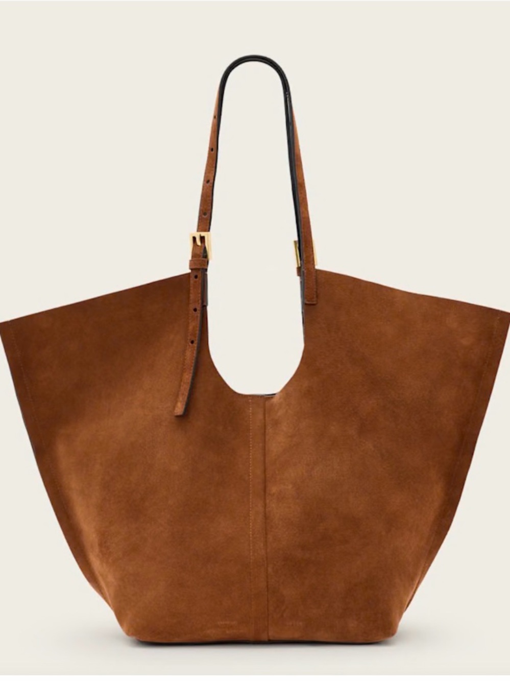 All Saints Brown Suede Tote with Adjustable Strap